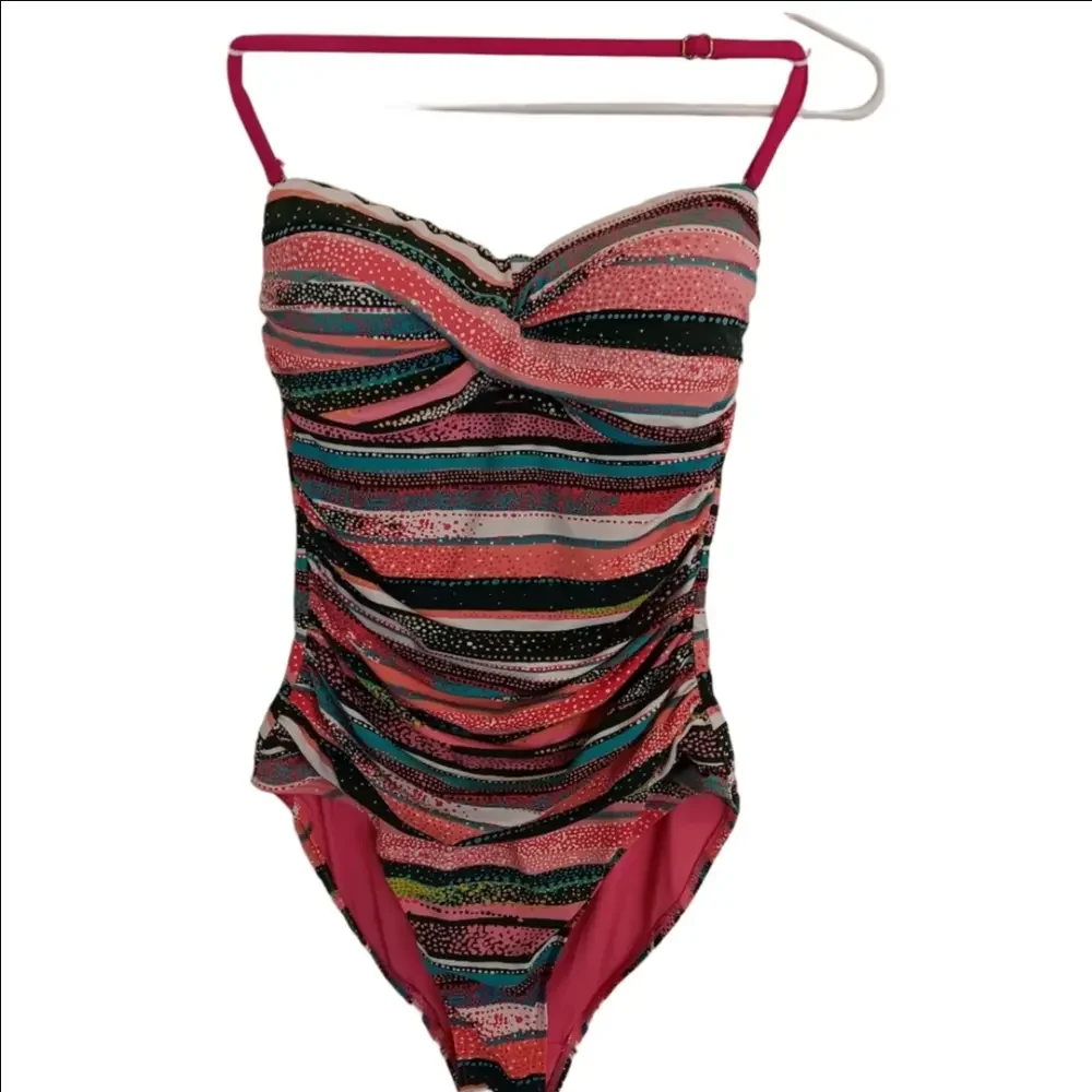 ANNE COLE Twist Front Bandeau One Piece Swimsuit 8